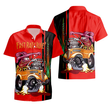 BlueJose Classic Kustom Kulture Vintage Rat Fink Button Shirt