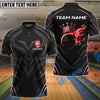 BlueJose Bowling Golden Royal Flame Customized Name, Team Name 3D Shirt (4 Colors)