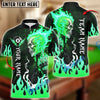 BlueJose Billiards Ball 8 Flaming Biker Skull Middle Finger Customized Name, Team Name 3D Shirt (4 Colors)