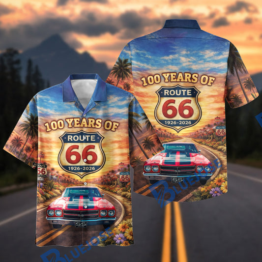 BlueJose Custom Photo 100 Years of Route 66 Mother of Road Hawaii Shirt Car Lovers Gift