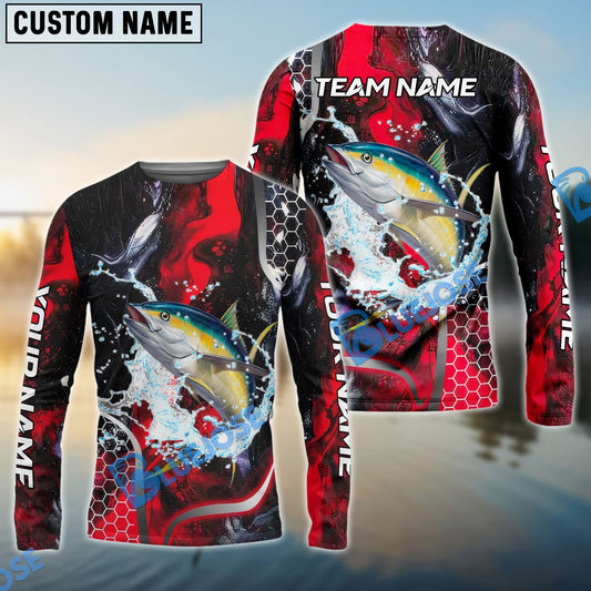 Bluejose Tuna Fishing Red Thunder Custom Name & Team Name 3D Shirts