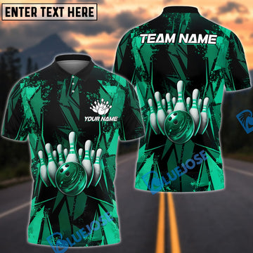 BlueJose Bowling And Pins Color Diamond Multicolor Customized Name 3D Shirt (4 Colors)