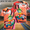 BlueJose Bowling And Pins Cartoon Duck Graffiti Customized Name, Team Name 3D Shirt (4 Colors)
