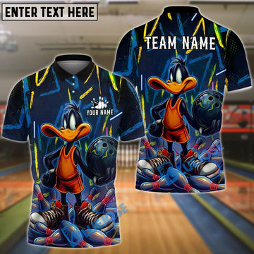 BlueJose Bowling And Pins Duck Neon Graffiti Strike Art Customized Name, Team Name 3D Shirt (4 Colors)