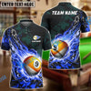 BlueJose Billiards Ball 9 Fireball Magic Personalized Name Shirt (4 Colors)