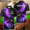 BlueJose Billiards Ball 8 Eagle Flag Flame Personalized Name Shirt (4 Colors)