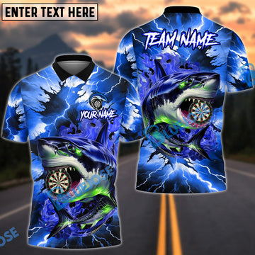 BlueJose Darts Aqua Storm Shark Customized Name, Team Name 3D Shirt (4 Colors)
