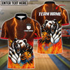 BlueJose Bowling Ball & Pins Thunder Bear Flame Customized Name, Team Name 3D Shirt (4 Colors)