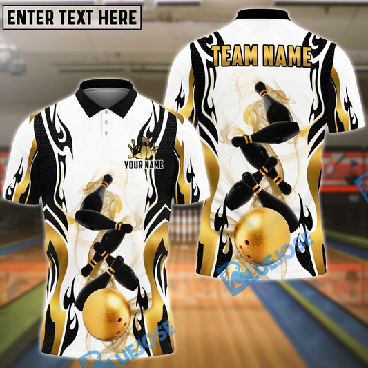 BlueJose Bowling And Pins Luxury Smoke Pattern Customized Name, Team Name 3D Shirt (6 Colors)