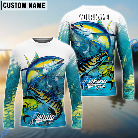 Bluejose Tuna Mahi-Mahi Wahoo  Offshore Fishing Tropical Fish Art Custom Name & Team Name 3D Shirts