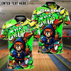 BlueJose Bowling And Pins Bear Never Give Up Graffiti Customized Name, Team Name 3D Shirt (4 Colors)
