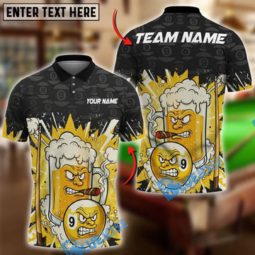 BlueJose Billiards Funny Beer Cartoon 9 Ball Personalized Shirt