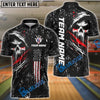 BlueJose Bowling And Pins Grim Skull with American Flag Personalized Name, Team Name Shirt