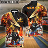 BlueJose Bowling And Pins Royal Flames Customized Name, Team Name 3D Shirt (4 Colors)