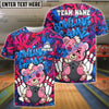 BlueJose Bowling And Pins Cute Horror Bear Graffiti Customized Name, Team Name 3D Shirt (4 Colors)