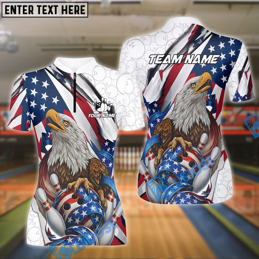 BlueJose Bowling American Eagle Flag Patriot Personalized Name, Team Name 3D Shirt