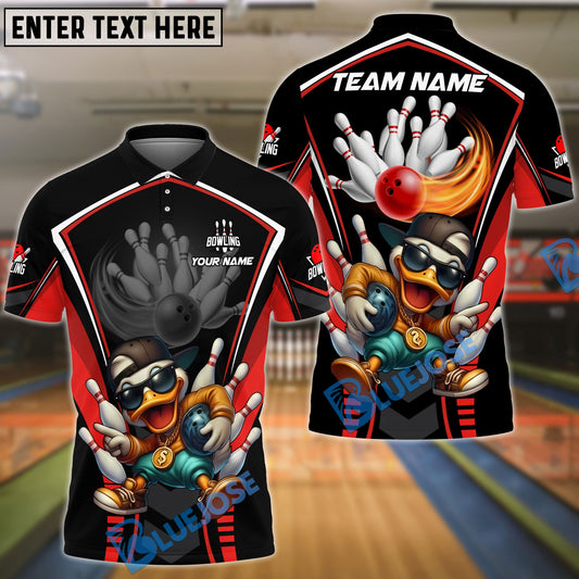 BlueJose Bowling & Pins Hip Hop Duck Strike Customized Name, Team Name 3D Shirt (4 Colors)