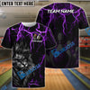 BlueJose Bowling And Pins Lion Thunder Lightning Customized Name, Team Name 3D Shirt (4 Colors)