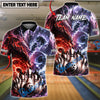 BlueJose Bowling And Pins  Fire Ice Dragon Strike Fantasy Customized Name, Team Name 3D Shirt (4 Colors)