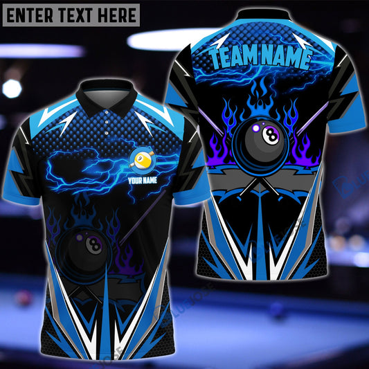 BlueJose Billiards 8 and 9 Ball Blue Fire Personalized Shirt