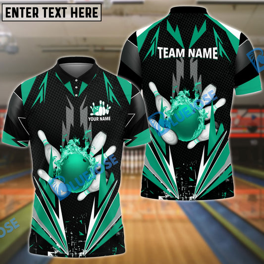 BlueJose Bowling And Pins Thunder Pattern Multicolor Personalized Name 3D Shirt, Personalized Shirts For Bowling Players