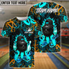 BlueJose Bowling And Pins Graffiti Cool Ball Fire Customized Name, Team Name 3D Shirt (4 Colors)