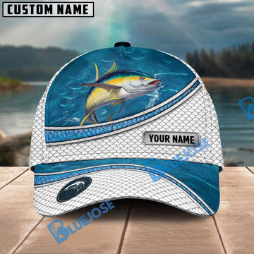 BlueJose Tuna Fishing Blue Water Pattern Personalized Cap