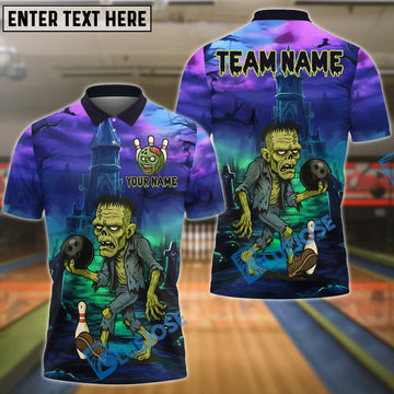 BlueJose Bowling Zombie Horror Night Castle Personalized Name, Team Name 3D Shirt
