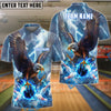 BlueJose Bowling Majestic Bald Eagle Lightning Storm Talons Gripping Ball Customized Name, Team Name 3D Shirt (4 Colors)