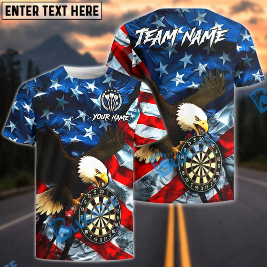 BlueJose Darts Patriotic Eagle American Flag Personalized Name Shirt