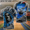BlueJose Bowling Fire Skull Customized Name, Team Name 3D Shirt (4 Colors)
