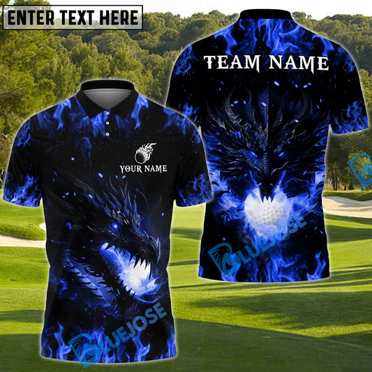 BlueJose Golf Flame Dragon Customized Name, Team Name 3D Shirts (4 Colors)