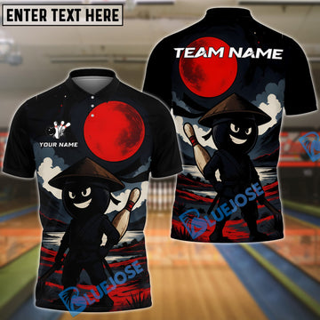 BlueJose Bowling And Pins Ninja Warrior Moon Customized Name 3D Shirt (4 Colors)