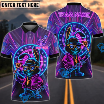 BlueJose Darts Neon Bunny Swag Customized Name, Team Name 3D Shirt (4 Colors)