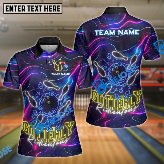 BlueJose Bowling Neon Gutterly Ridiculous Strike Personalized Name, Team Name 3D Shirt