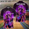BlueJose Bowling And Pins Cat Neon Style Customized Name, Team Name 3D Shirt (4 Colors)