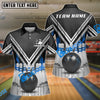 BlueJose Bowling And Pin Black White Red V-Stripe Strike Ball & Pins 3D Design Customized Name, Team Name 3D Shirt (6 Colors)