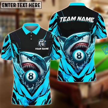 BlueJose Billiards Ball 8 Angry Shark  Personalized Name Shirt (4 Colors)