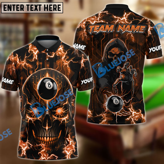 BlueJose Billiards Ball 8 Skull Thunder Personalized Name, Team Name Unisex Shirt (6 Colors)