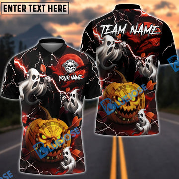 BlueJose Darts Halloween Pumpkin Ghost Lightning Customized Name, Team Name 3D Shirt (4 Colors)