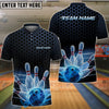 BlueJose Bowling And Pins Hexagon Impact Customized Name, Team Name 3D Shirt (4 Colors)