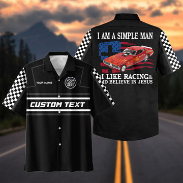 BlueJose I'm a Simple Man - I Like Racing And Believe in Jesus - Custom Photo Racing Shirt (9 colors)