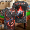 BlueJose Billiards Ball 8 Flame King Skull Personalized Name Shirt (4 Colors)