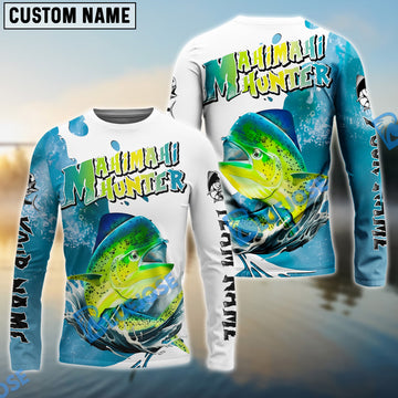 Bluejose Mahi Mahi Hunter Fishing Graphic Splash Effect Custom Name & Team Name 3D Shirts