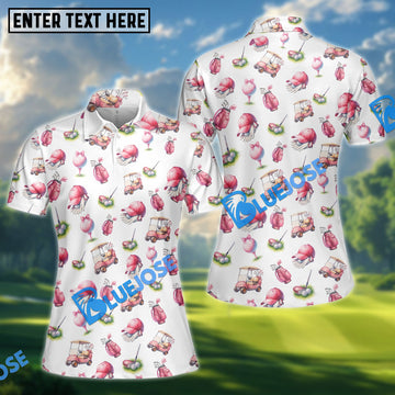 BlueJose Pink Golf Pattern Polos, Women‚Äôs Golf Shirt, Golf Shirts For Ladies