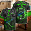 BlueJose Billiards 8-Ball Pitbull Flame Chain Personalized Name Shirt (4 Colors)