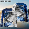 Bluejose Bass Fishing Dark Blue Skin Sport Custom Name & Team Name 3D Shirts