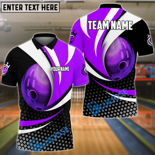 BlueJose Bowling And Pins Curved Strike Customized Name 3D Shirt (6 Colors)