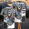 BlueJose Darts Grunge Eagle American Flag Black White Personalized Name, Team Name Shirt