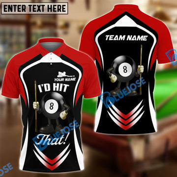 BlueJose Billiards Ball 8 Pool I'd Hit That Personalized Name Shirt (4 Colors)